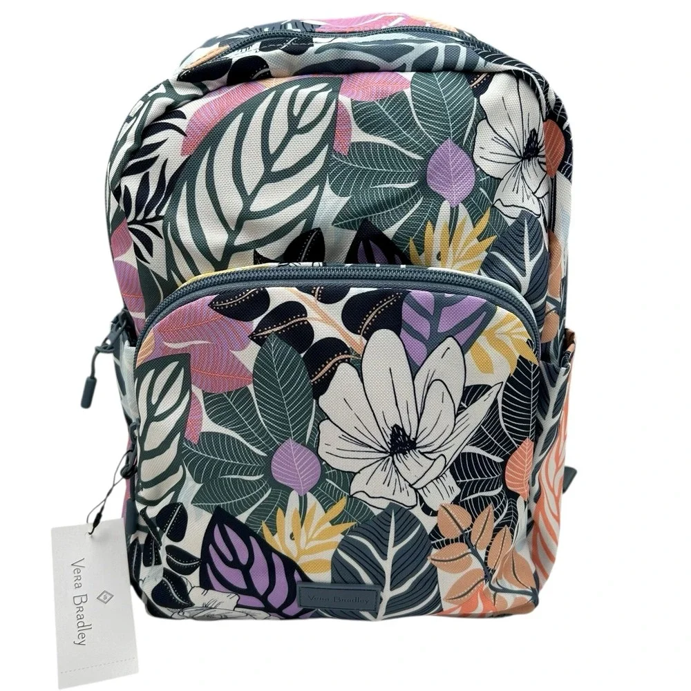 Vera Bradley Women's Small Backpack Palm Floral‎ Purple Lining Water-resistant